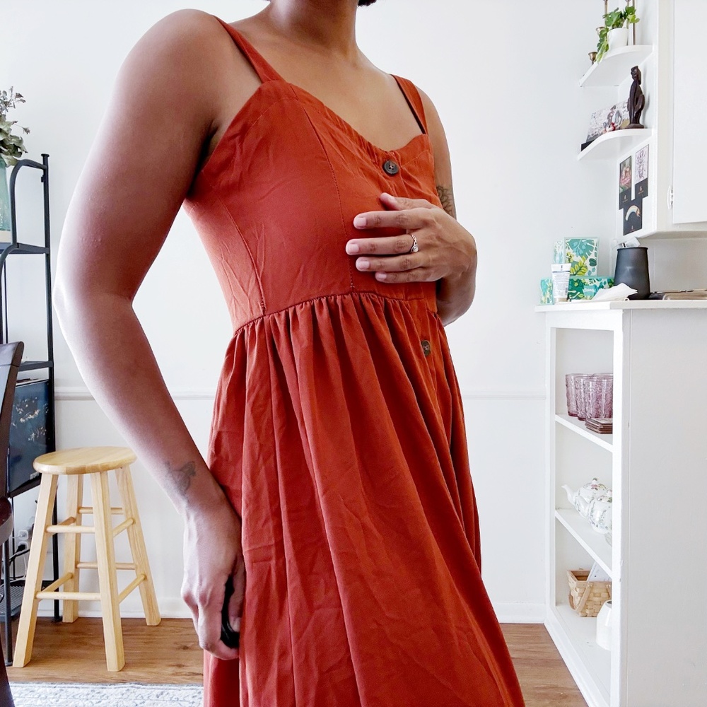 brick red button up maxi dress - Picture 5 of 6